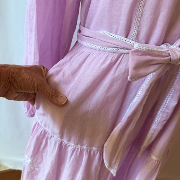 SOLD NICOBLU JACARANDA MAXI DRESS TIERED EMBROIDERED PRAIRIECORE COTTAGECORE L - Picture 11 of 12